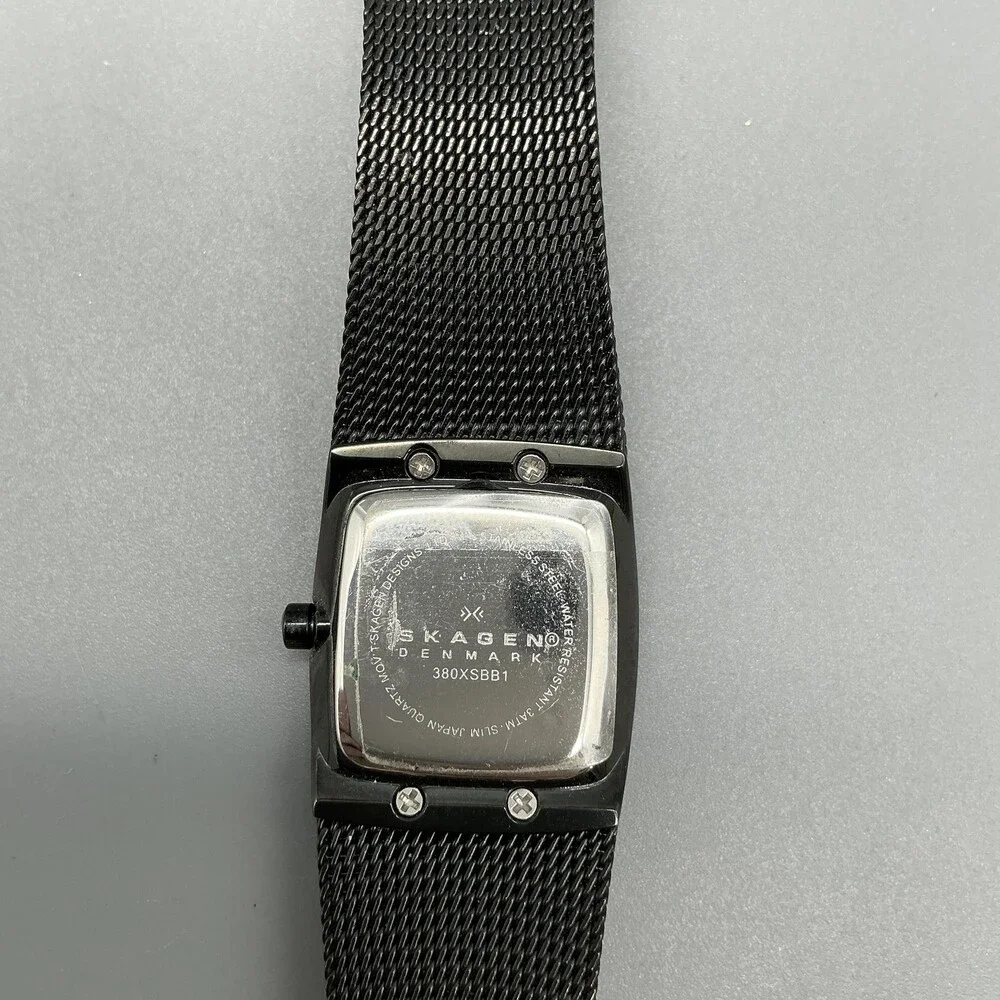 Skagen Womens Watch 21mm Black Dial Crystals Mesh Bracelet Steel New Battery